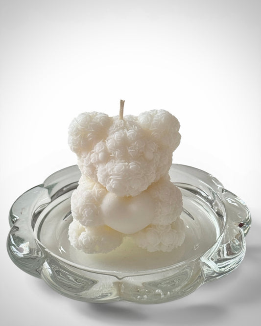 Teddy Bear with Floral Heart Candle