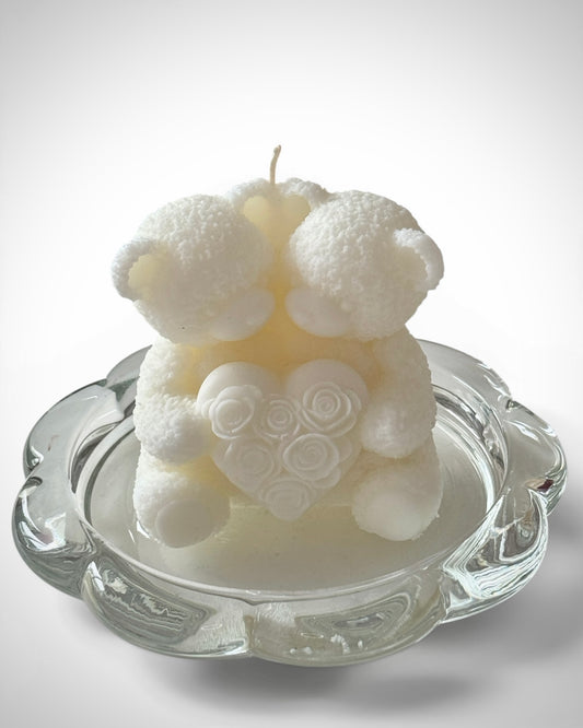 Two Hearts Teddy Candle