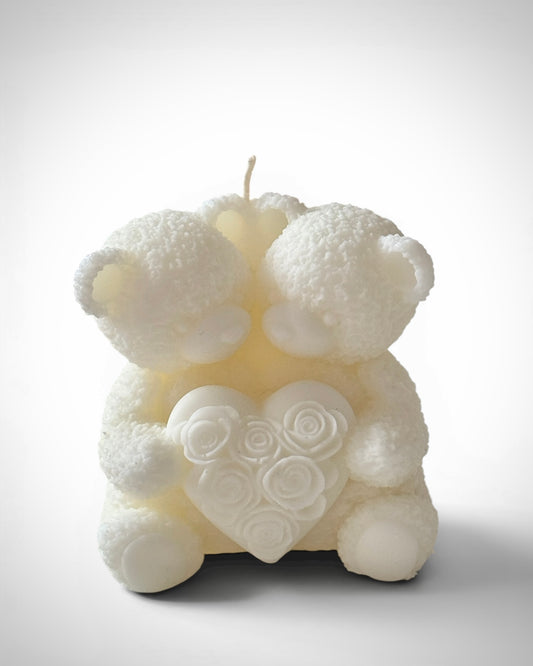 Two Hearts Teddy Candle